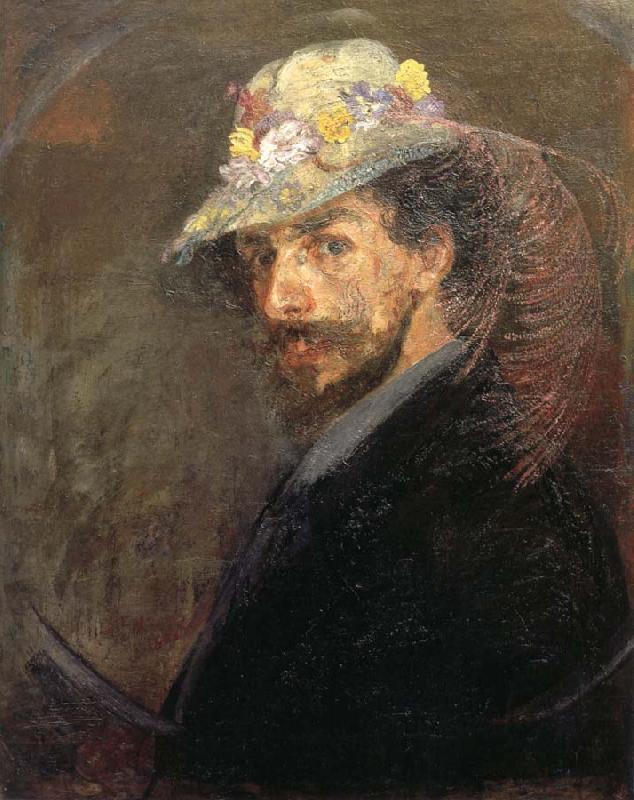 James Ensor Self-Portrait with Flowered Hat oil painting image